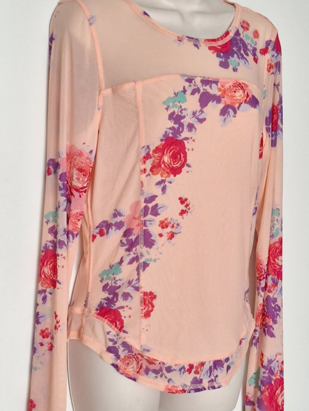 Free People Bettys Garden Top Mesh in Rose Apricot Size XL